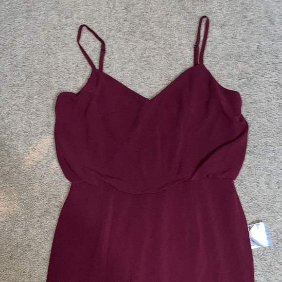 Dress the Population Gracelyn Blouson Jersey Maxi Gown Thigh High Slit Burgundy - Picture 7 of 14